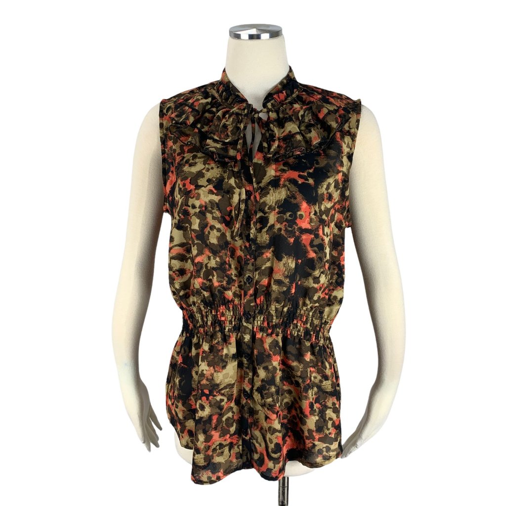 Miss Tina By Tina Knowles Xl 16 18 Nwt Ruffle Georgette Brown Pink Sleeveless